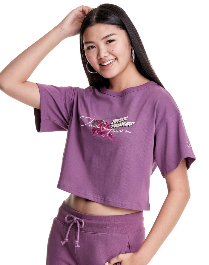 Camiseta Champion Mujer - Merlot Artist Series Heritage Cropped ( Moradas ) 6495127-KB